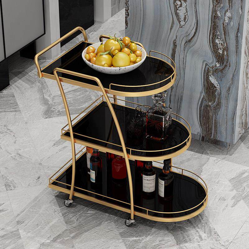 铁艺玻璃餐车商用带轮点心车小推车家用餐柜移动推车接客茶水车