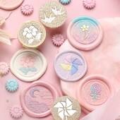 写信密封封口 可爱小清新火漆印章铜头 磨砂浮雕章头 穗迪思