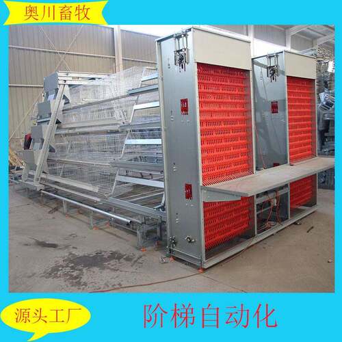 养殖蛋鸡笼多层阶梯全自动清粪捡蛋喂料简单加背负式喂料机捡蛋鸡