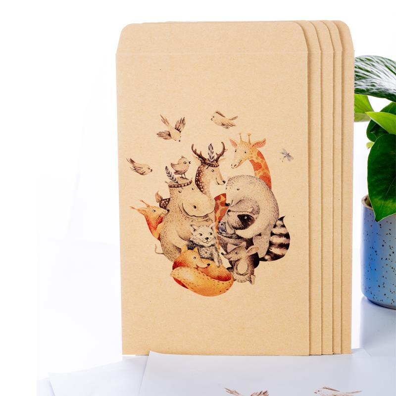 森林一家亲卡通创意信封信纸套装情书爱心信封小清新简约文艺唯美