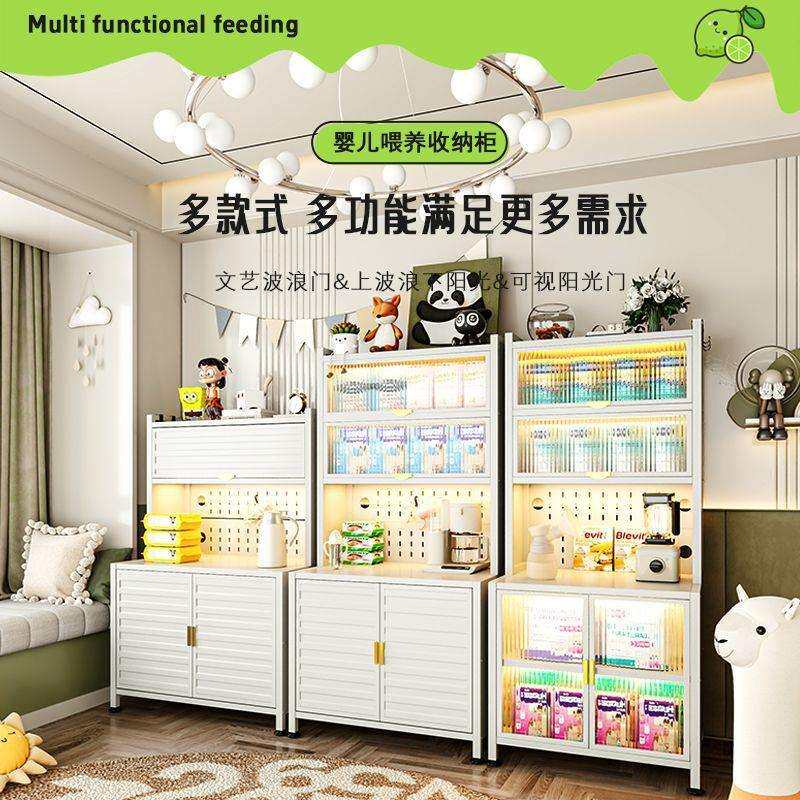 2025新款加厚厨房餐边柜储物靠墙一体带门防晒防尘宝宝用品收纳柜