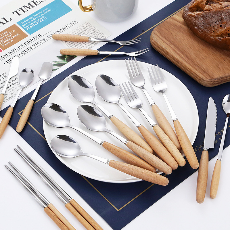 不锈钢牛排刀叉勺子西餐餐具套装