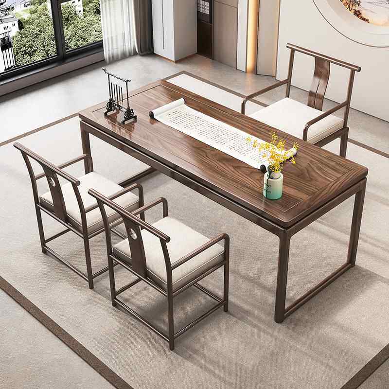 需定制新中式实木书桌禅意画案书法桌家用老榆木茶桌 书房办公桌