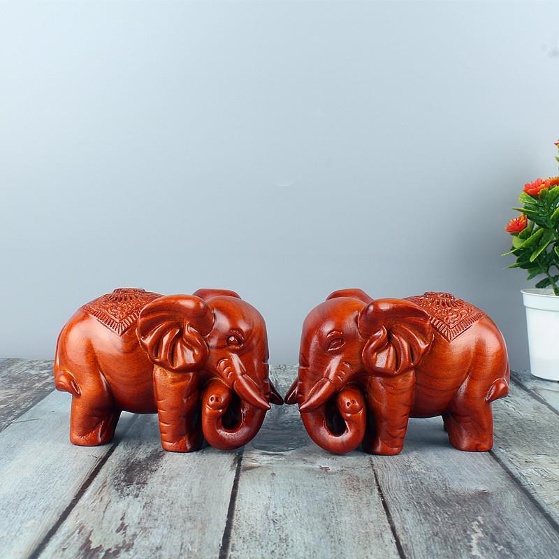 新款花象木雕梨祥如意摆件富贵发财大家居装饰sj5210摆设木吉雕工