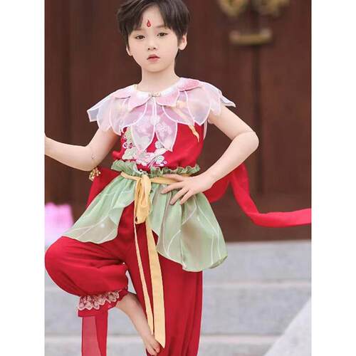 正品哪吒服装套装夏2025中女国风汉服六新一演出服COS男童装表演