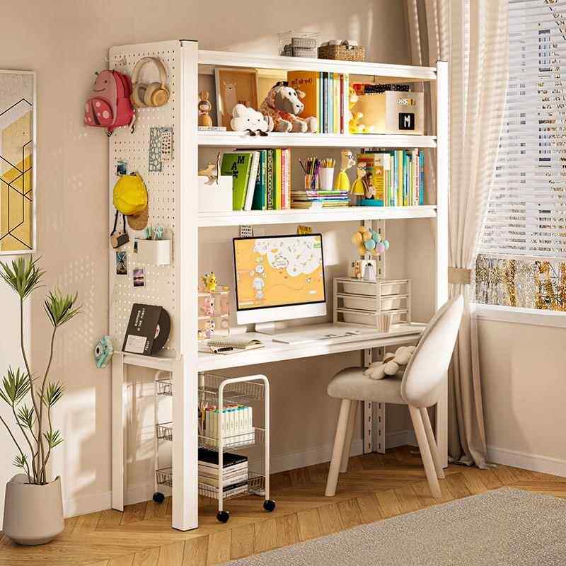 钢制置物架书桌货架式学习桌办公电脑桌多层落地连体桌客厅储物架
