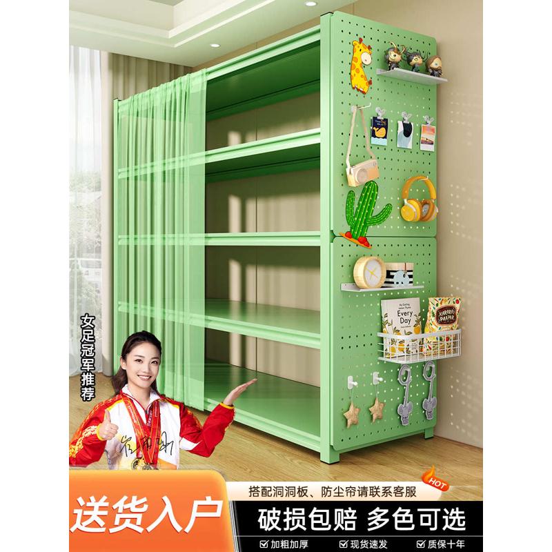 家用货架钢制置物架落地多层防尘帘阳台杂物快递收纳架超市展示架