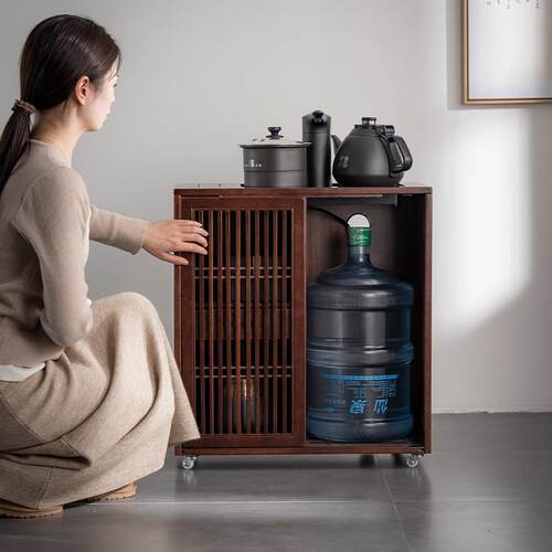 7T架茶台家用小茶桌柜边侧实木泡茶吧茶几烧水壶一YOV体水桶柜茶