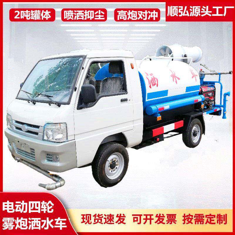 小型电动四轮洒水车工地降尘喷洒车雾炮抑尘车园林绿化环卫电动泵