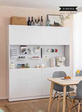 信工2024新款餐边柜靠墙一体储物茶水柜40cm洞洞板免拉手厨房橱柜