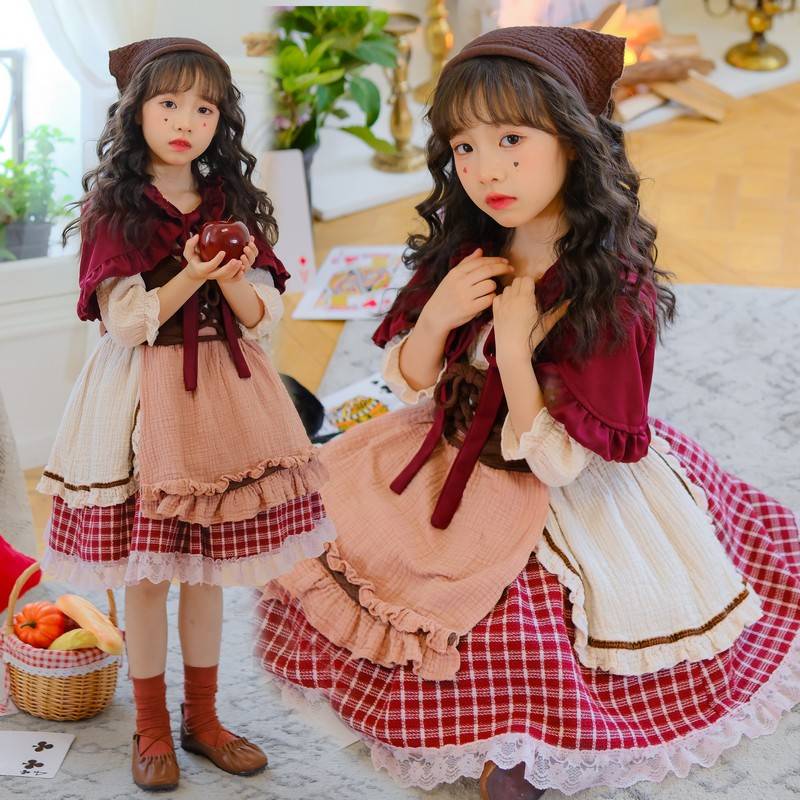 小红帽cos童话卖火柴的小女孩演出灰姑娘儿童舞台表演服公主裙