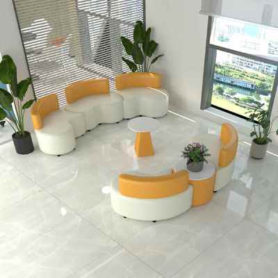 创意美容院培训机构休息区图书馆异形弧形接待洽谈会客室沙发组合