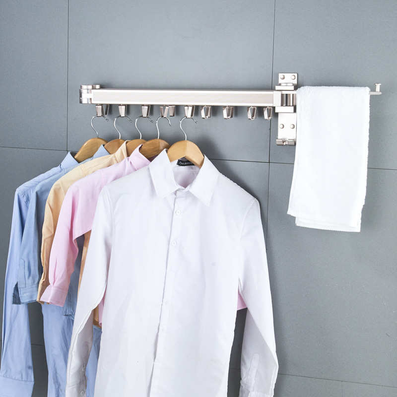 阳台折叠晾衣架 室内壁挂式隐形窗外家用晒衣架 可伸缩小晾衣杆