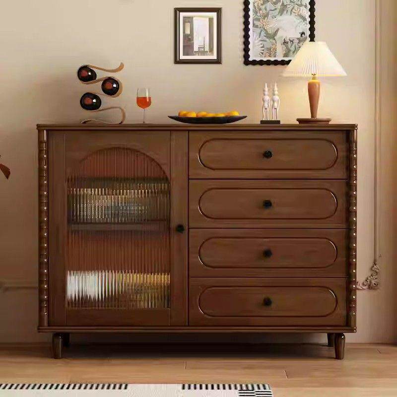 日式实木餐边柜北欧黑胡桃色玄关柜客厅茶水柜现代简约边柜储物柜