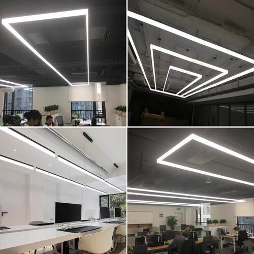 LED长条灯办公室吊灯工作室创意拼接长条形工业风健身房led吊灯具