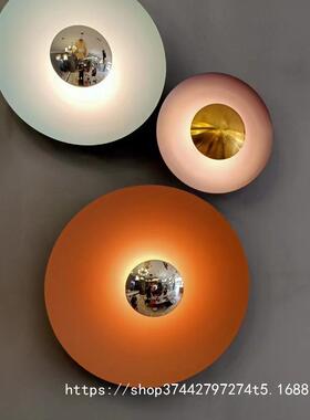 北欧设计师样板间公寓客厅餐厅书房卧室床头玄关LED圆形飞碟壁灯