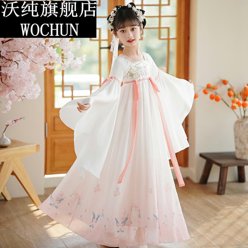 汉服女童儿童古装春秋新中国风超仙唐装连衣裙长袖古筝演出服图片