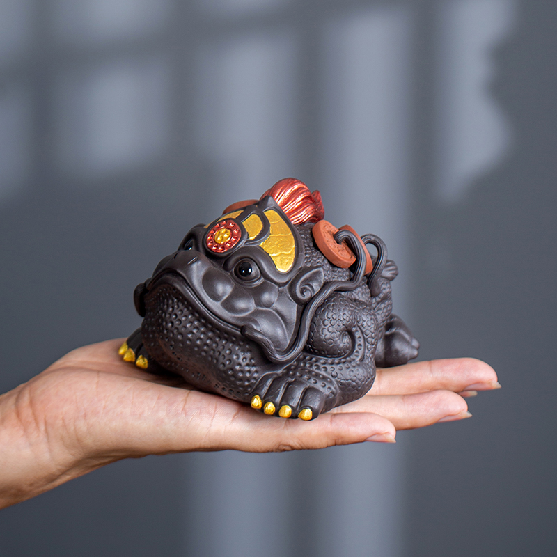 紫砂金蟾茶宠摆件可养茶具茶玩茶桌纯蟾蜍精品高端茶台茶道零配件