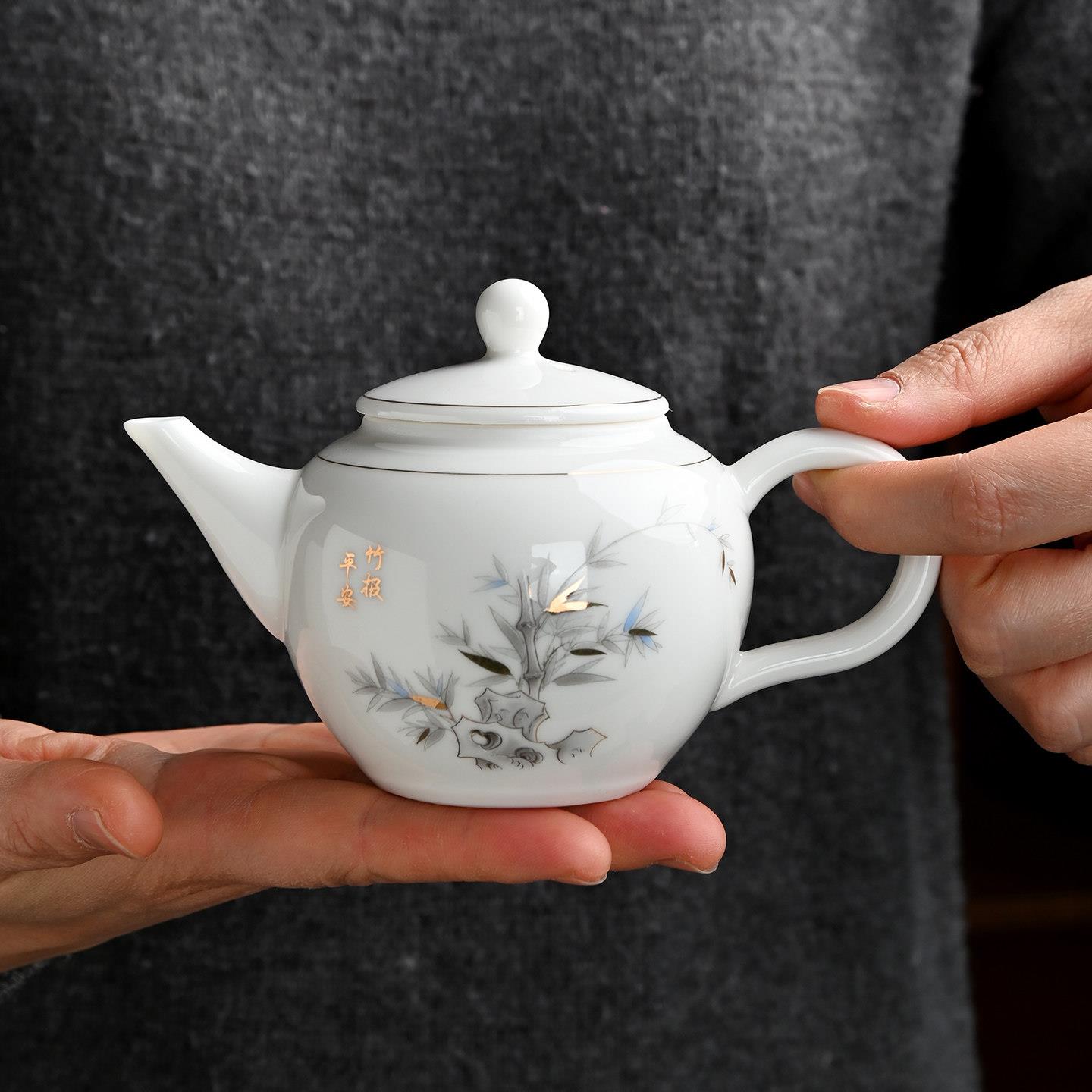 德化白瓷羊脂玉瓷茶壶2026新款家用陶瓷功夫茶具泡茶壶泡茶器单壶