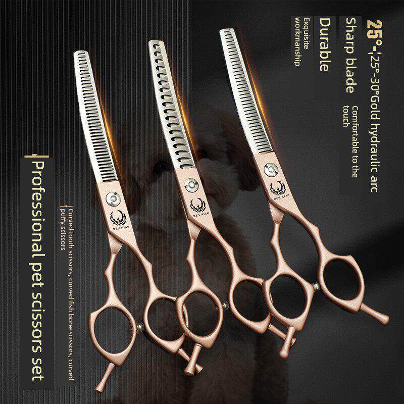 刀片鸟宠物剪刀狗美容剪修剪牙齿剪刀集泰迪鱼骨剪刀理发工具弯剪