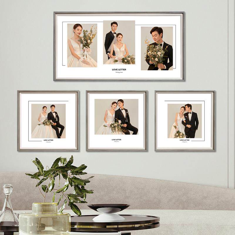 婚纱摄影照放大相框挂墙窄边框水晶照片墙结婚照冲洗定制客厅卧室