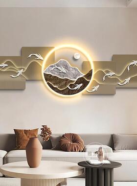 网红厅背有山客装饰挂画靠现代景奢高级感灯画沙发背墙高轻档大气