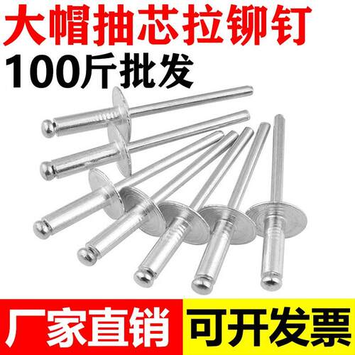 大帽铆钉铝制圆头大帽沿拉铆钉抽芯铆钉大头拉钉大扁头汽车拉铆钉