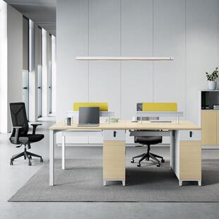 新款 桌子隔 直销职员办公桌椅组合简约现代带书柜四人位电脑桌板式