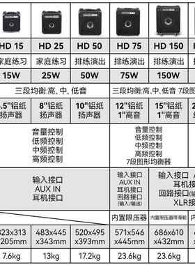 5Harte哈克HD15出2k5507电贝司音箱BCUHASS贝斯演专用音响15瓦75W