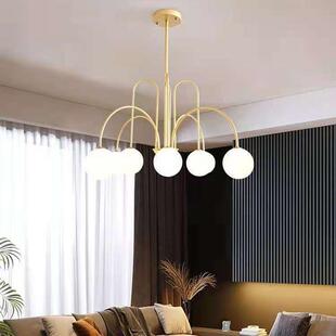 轻奢现代简约创意个性 铁艺弯管客厅灯餐厅卧室书房魔豆分子吊灯