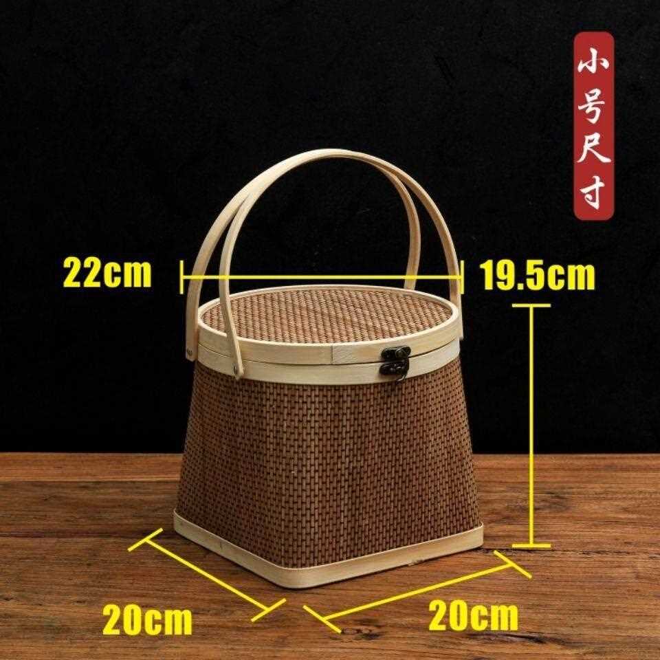 新款直销天圆地方粽子月饼竹篮礼盒鸡蛋竹篮水果篮竹筐竹篓手提篮