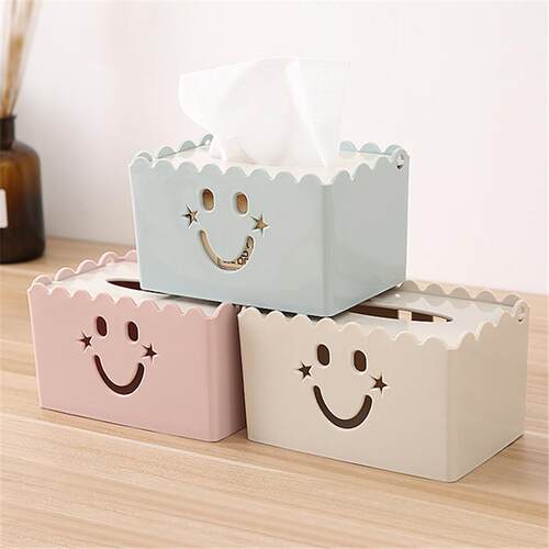 Smiling Face Living Room Tissue Box, Tabletop Tissue Dispens