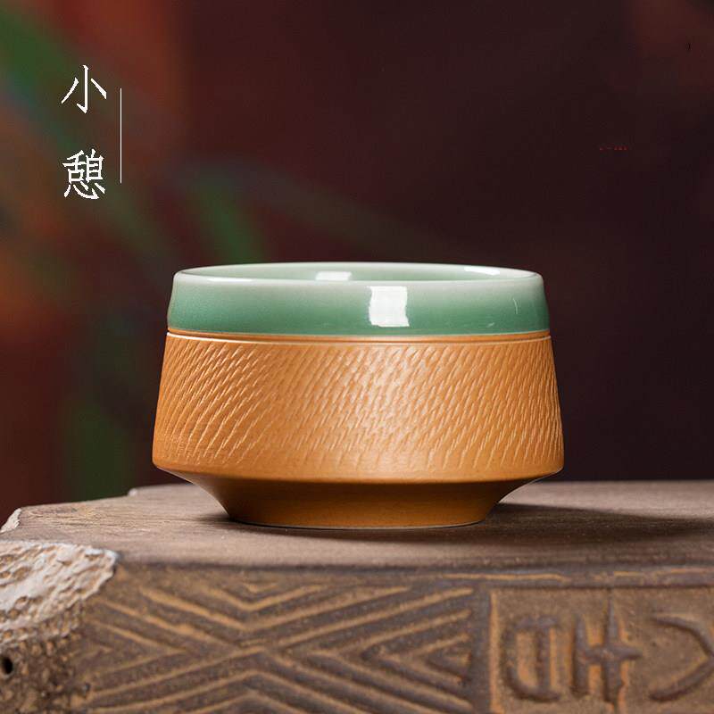 小憩新中式青瓷手工跳刀双釉结合禅定杯品茗杯功夫茶杯茶盏有礼盒