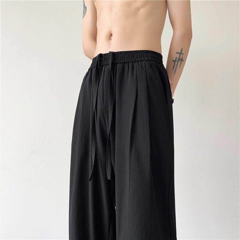 黑色直筒裤男2026夏季新款痞帅感百搭肌理感长裤休闲阔腿西装裤子