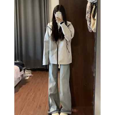 2025早秋新款户外冲锋衣女连帽宽松防风防水男女款夹克情侣外套潮