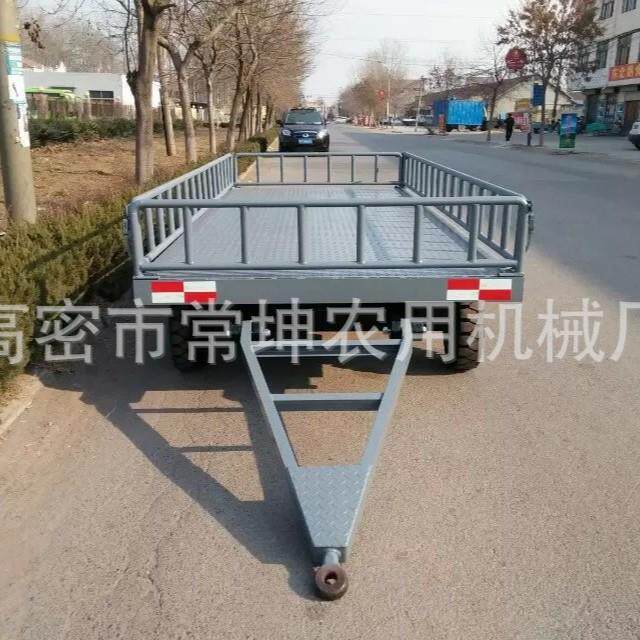 厂家定制工业拖挂车5吨围栏平板拖车实心轮胎