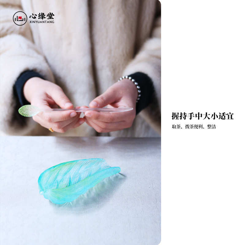 粉彩绿合一茶则玉颜茶簪茶道配件琉璃茶则茶簪茶席布置礼品