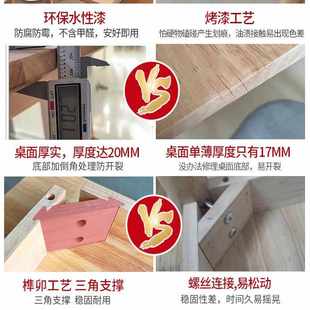 出租房用可长方形吃饭桌子 全实木餐桌小户型家用原木桌椅套装