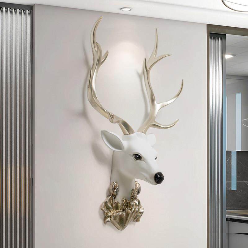 立体鹿头墙壁挂件墙上挂饰入户玄关客厅电视背景墙面装饰品高级感
