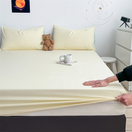 ins风纯色床笠单件纯棉全棉席梦思床垫保护套1.5m1.8防尘薄款床罩