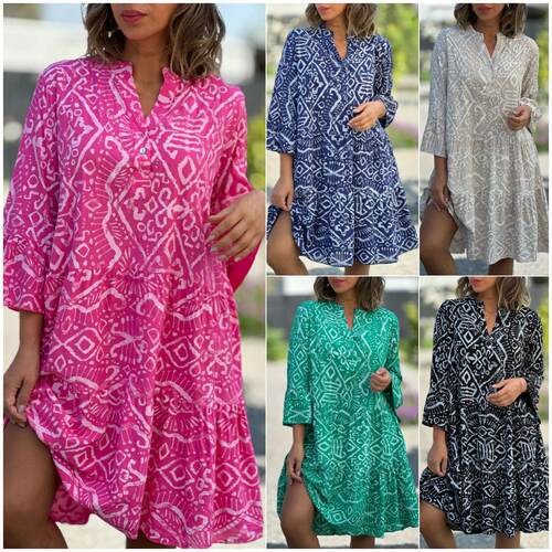 Women's collar, flared sleeves, cake print patchwork