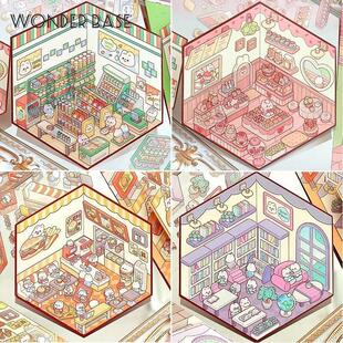 Miniature Scene Visual Stickers DIY Stacking Land Cartoon