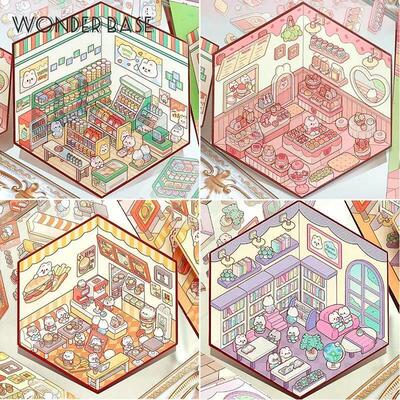 3D Cartoon DIY Miniature Scene Visual Stacking Stickers Land