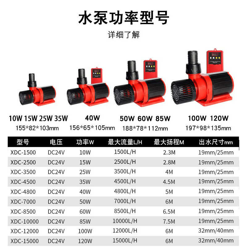 畅海35W变频水泵 DC24v直流无刷水族过滤水循环鱼缸变频水泵家用