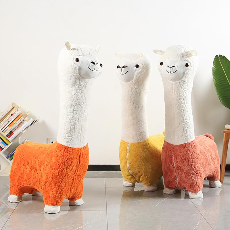 网羊驼凳红子家用卧羊驼室客厅单人沙创意儿童动凳物凳可爱羊发驼