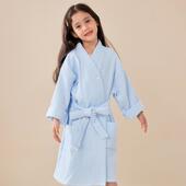 纯棉华夫格浴双层小华儿童浴袍双酒层店男女童四季 吸水睡袍和服 款