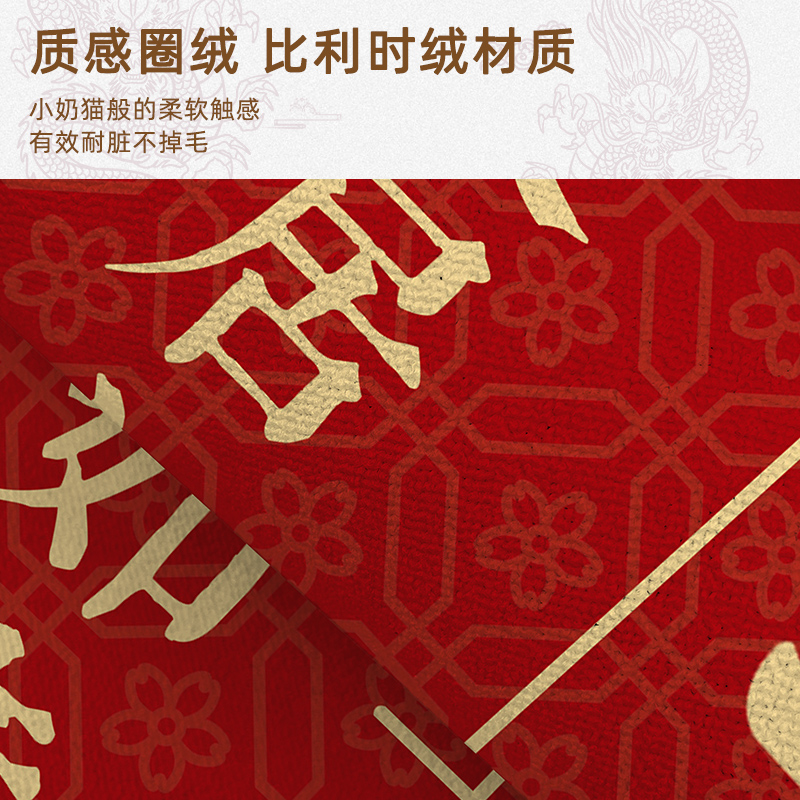 玄关入户大门地垫地毯防滑免洗易擦家用新年喜庆红色门口圈绒点塑