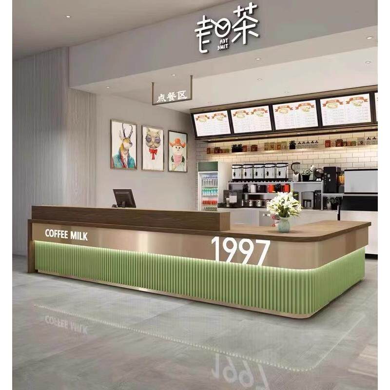 不锈钢奶茶店咖啡店前台接待台餐厅甜品店收银台简约现代吧台