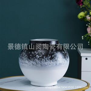 现代简约样板房素雅创意花器摆件家居装饰品陶瓷蓝釉花瓶艺术摆设