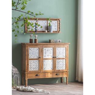 关美式乡复西古做旧玄村柜斗柜装饰实木入户储物柜法式328波米亚